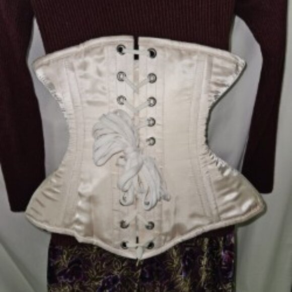 NWT XS NUDE Bridal MAIDEN Corset 22" Handmade 6 Garter Tabs USA - Picture 3 of 13